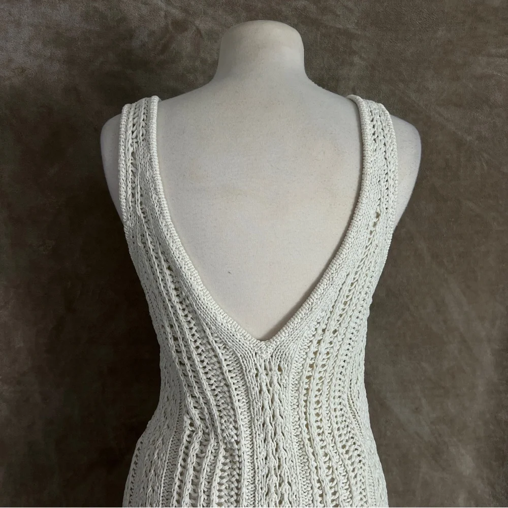 Jonathan Simkhai Ivory Kamilah Crochet Fringe Tank Midi Dress Small NWOT - Picture 11 of 13